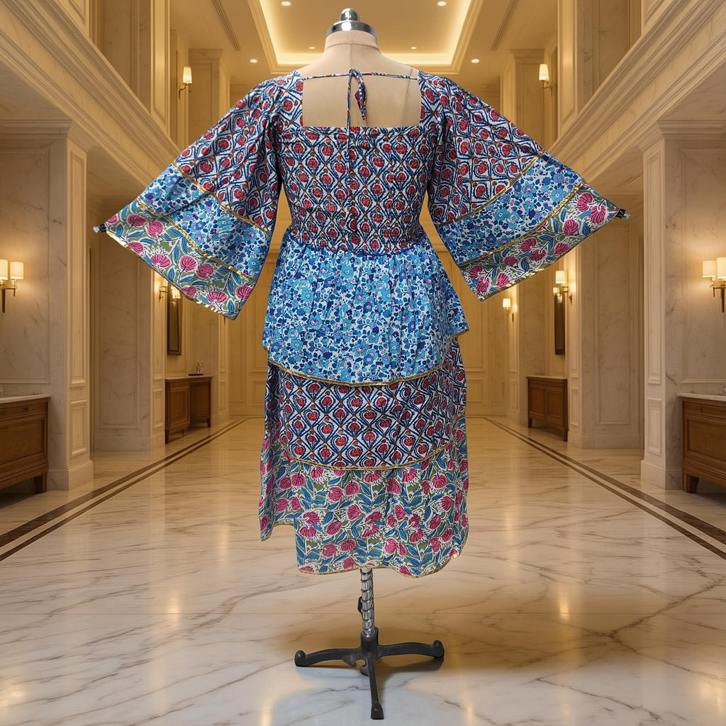 10-11 Year Rahima Printed Cotton Dress 46" Long Jalabiya