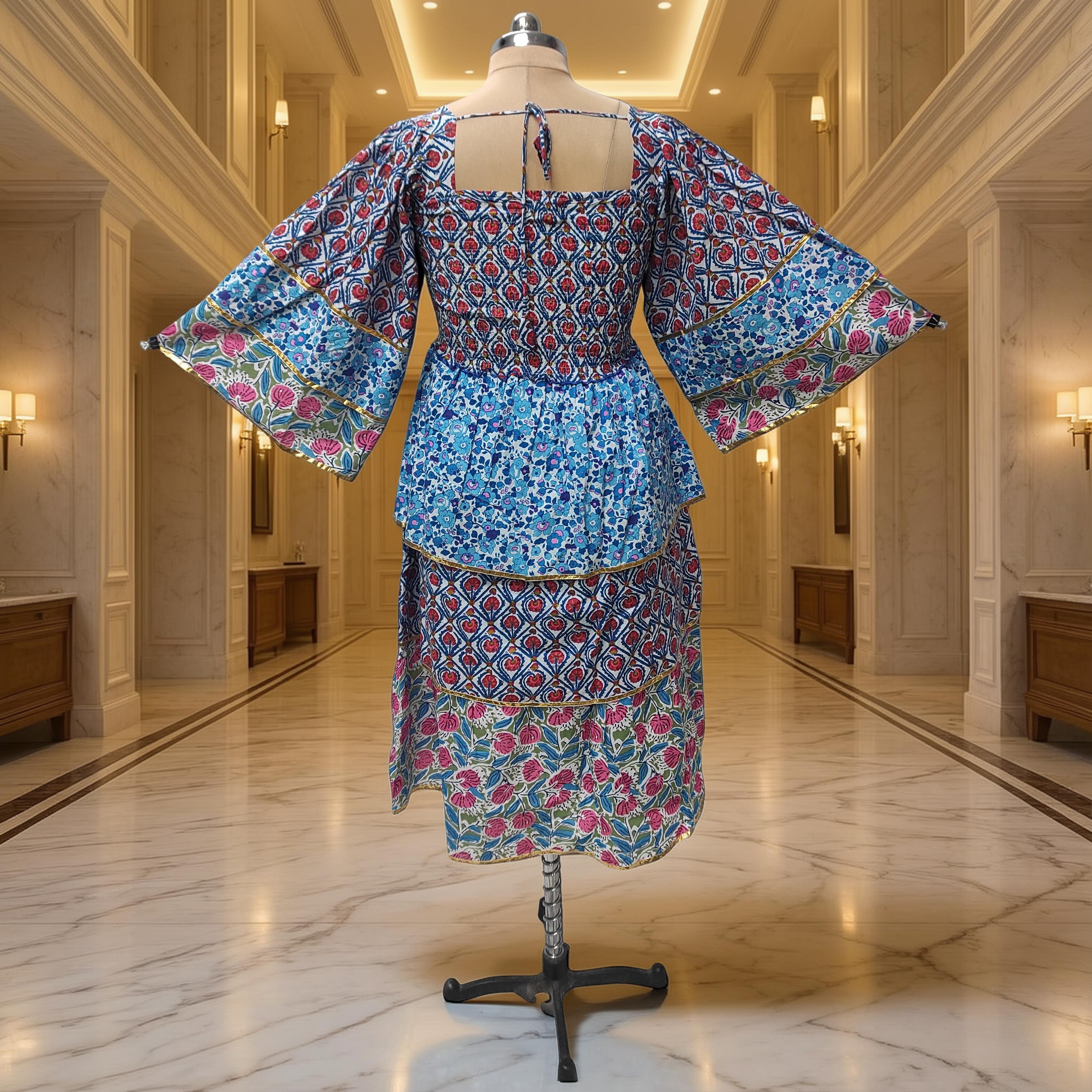 10-11 Year Rahima Printed Cotton Dress 46" Long Jalabiya