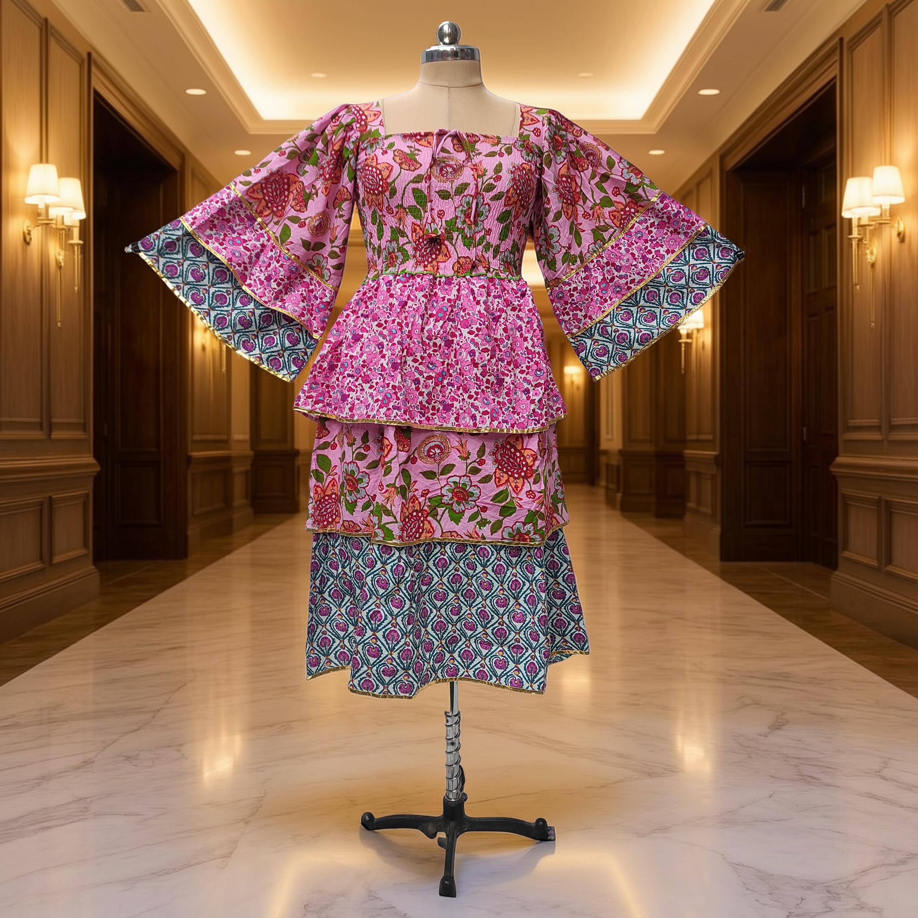 10-11 Year Rahima Printed Cotton Dress 46" Long Jalabiya