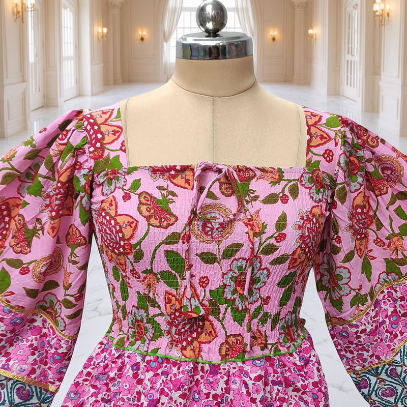 10-11 Year Rahima Printed Cotton Dress 46" Long Jalabiya