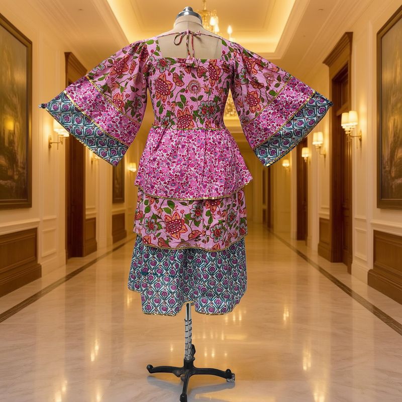 10-11 Year Rahima Printed Cotton Dress 46" Long Jalabiya