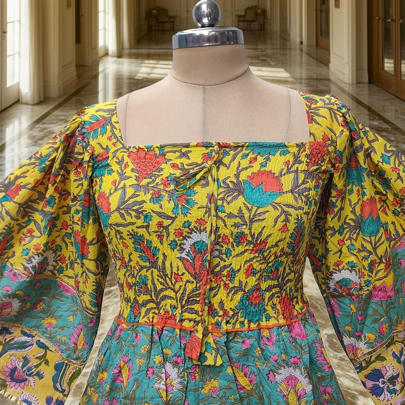 10-11 Year Rahima Printed Cotton Dress 46" Long Jalabiya
