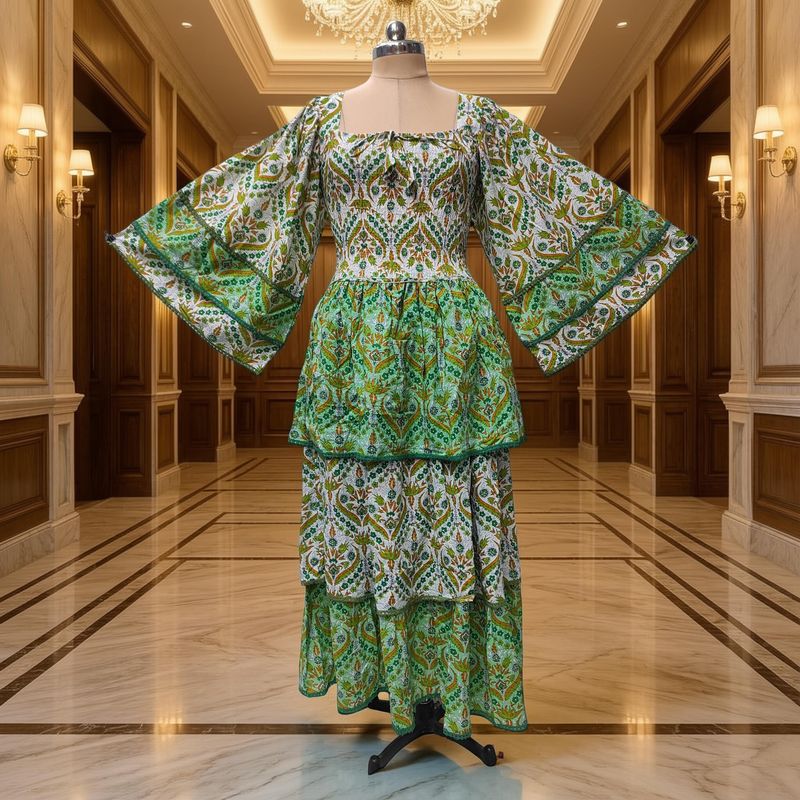 XS/S Rahima Printed Cotton Dress 54" Long Jalabiya