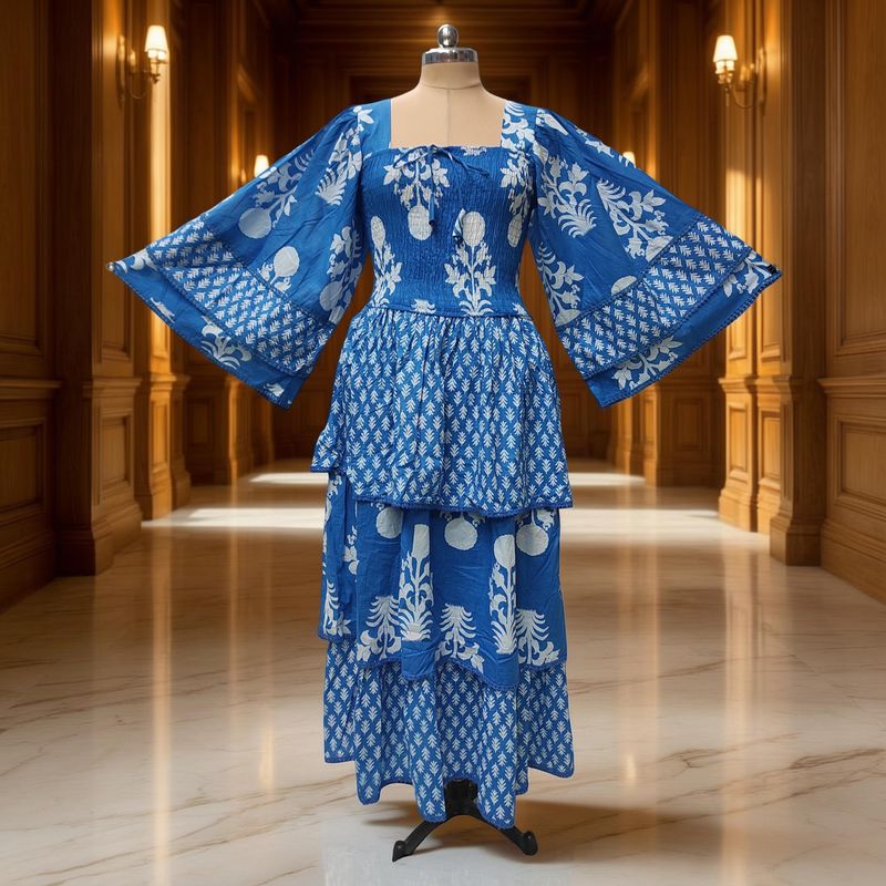 XS/S Rahima Printed Cotton Dress 54" Long Jalabiya