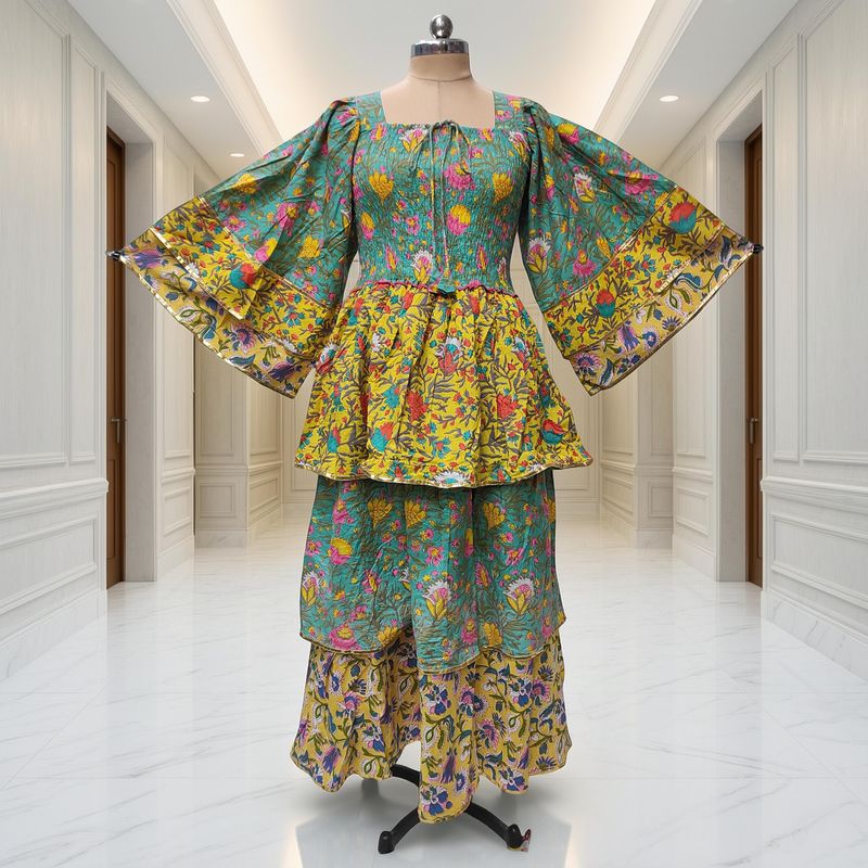XS/S Rahima Printed Cotton Dress 54" Long Jalabiya