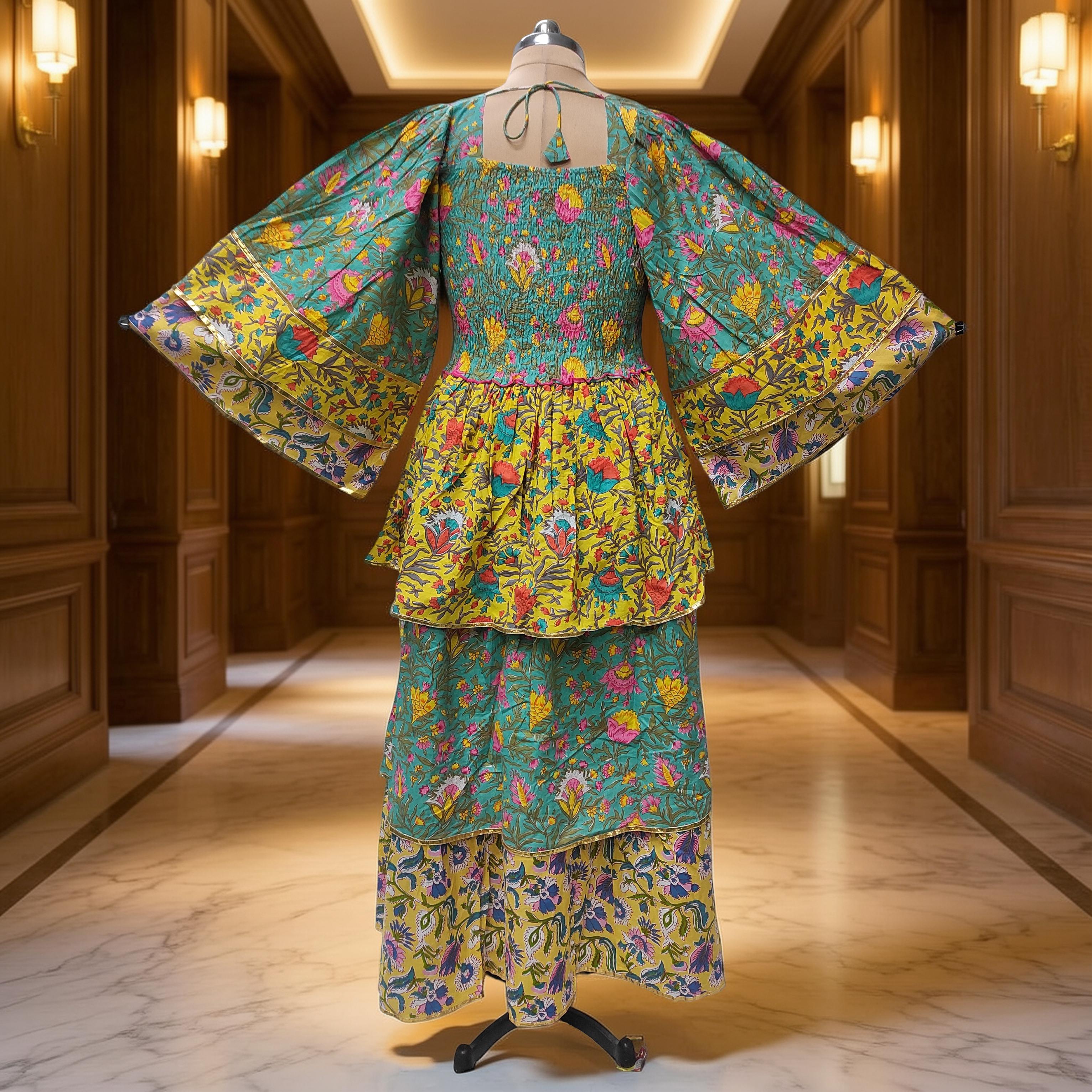 XS/S Rahima Printed Cotton Dress 54" Long Jalabiya