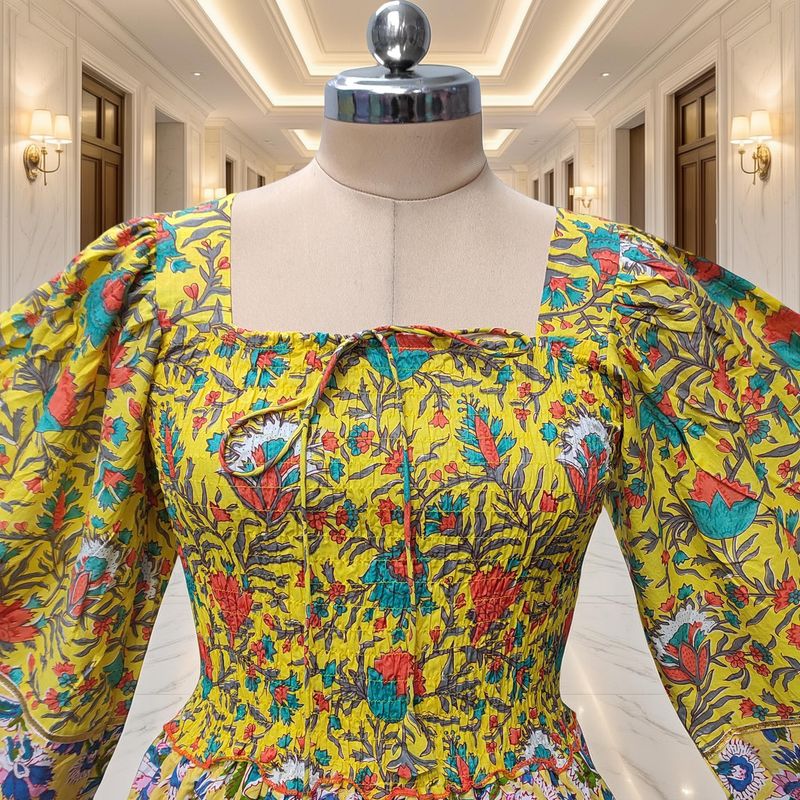 L/XL Rahima Printed Cotton Dress 57" Long Jalabiya