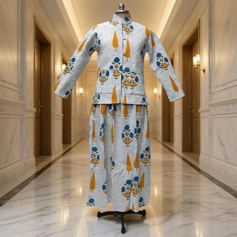 XS/S Hira Cotton Jacket & Jalabiya Set length 54” Long
