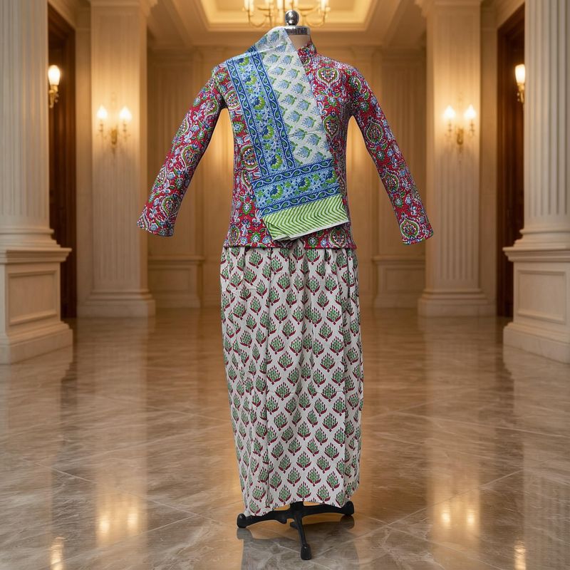 XS-S Hira Cotton Jacket & Jalabiya Set With Sheila length 54” Long