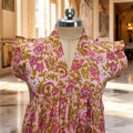 S/M Amani Printed Cotton Dress 57" Short Sleeves Jalabiya