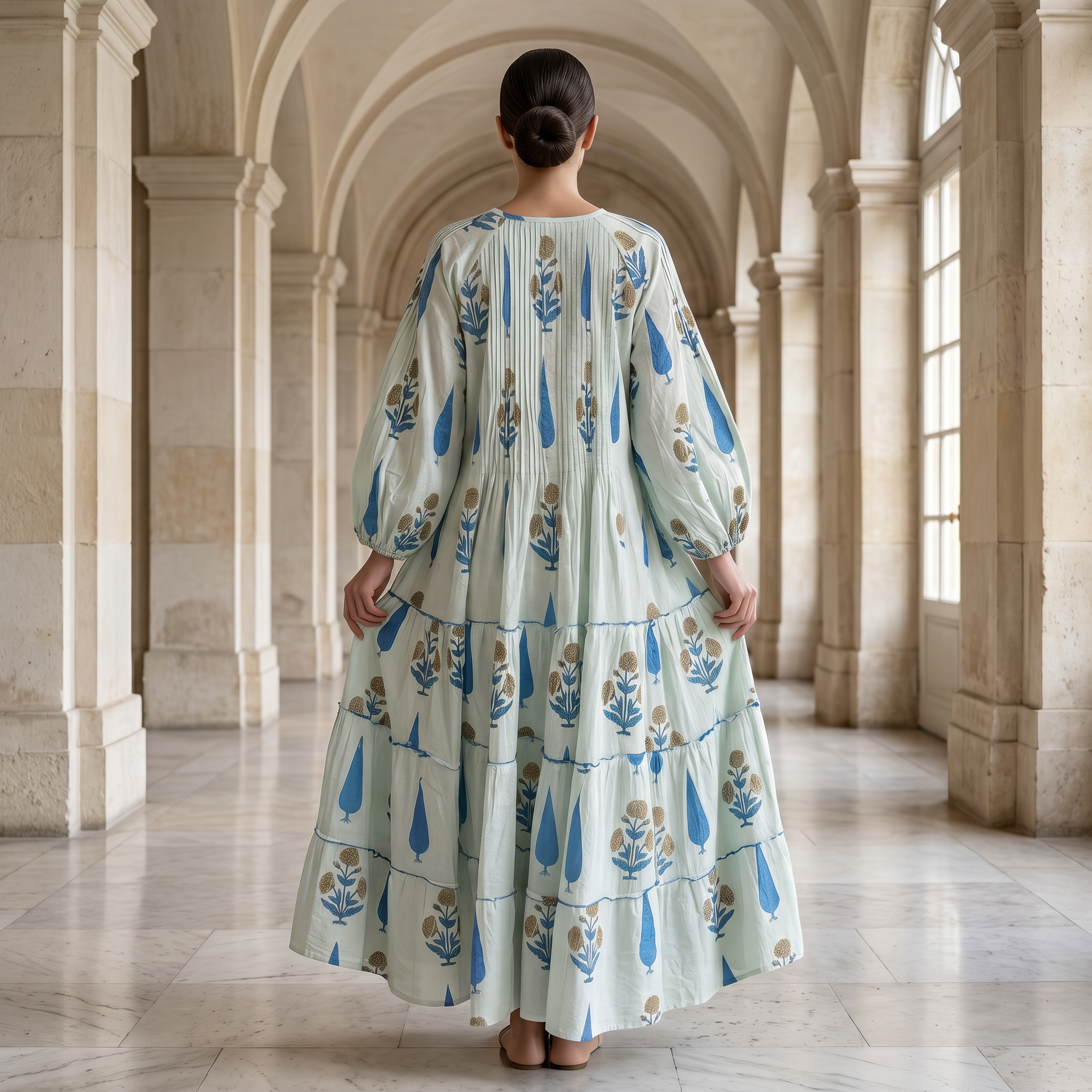 2XL-3XL Fawz Printed Cotton Dress 57" Long Jalabiya 25171-1322  JP