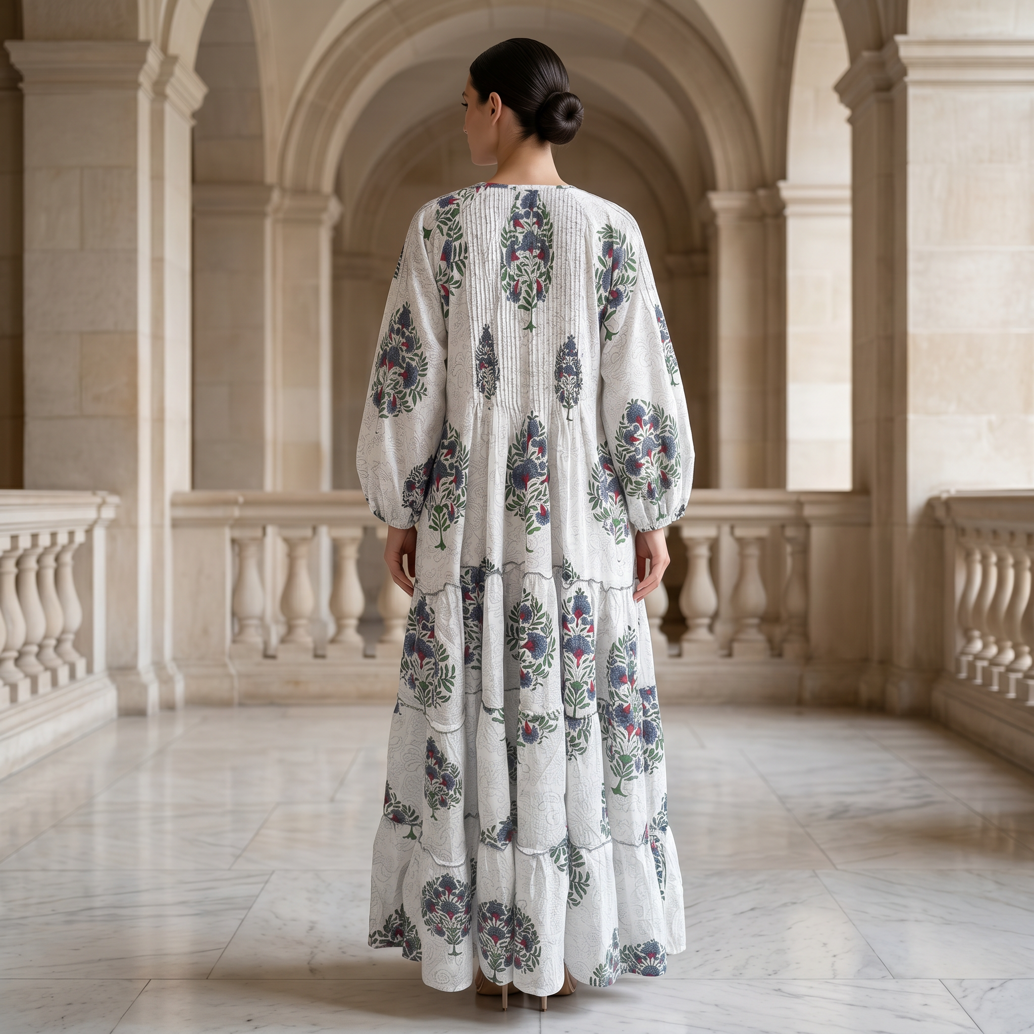 2XL-3XL Fawz Printed Cotton Dress 57" Long Jalabiya 25172-1322  JP