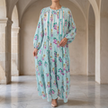 2XL-3XL Fawz Printed Cotton Dress 57" Long Jalabiya 25173-1322  JP