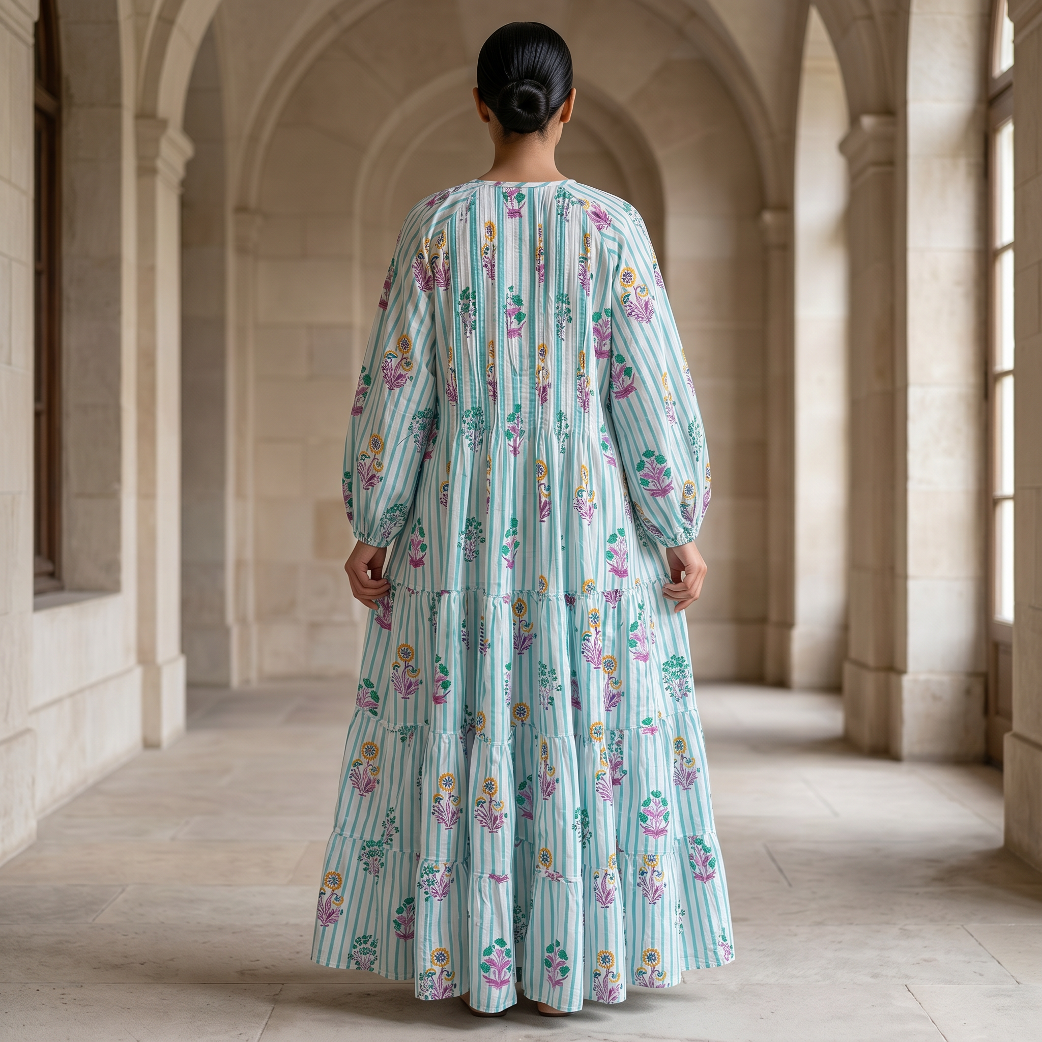 2XL-3XL Fawz Printed Cotton Dress 57" Long Jalabiya 25173-1322  JP