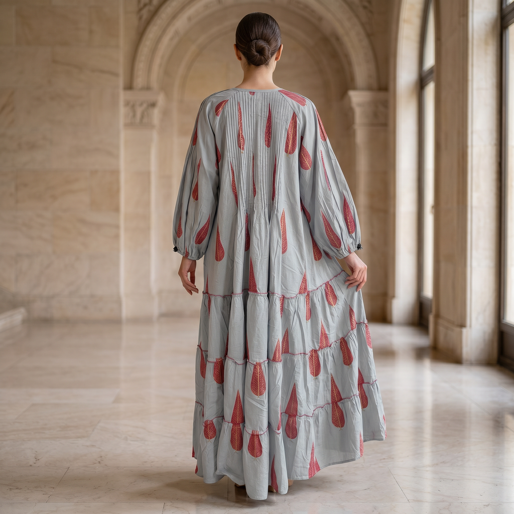 2XL-3XL Fawz Printed Cotton Dress 57" Long Jalabiya 25174-1322  JP