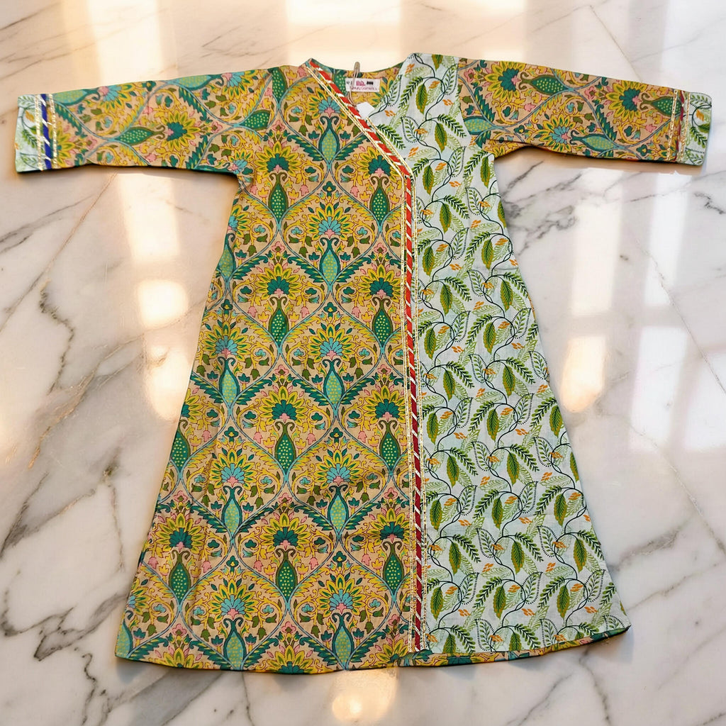1-2 Year Lupiness Printed Cotton Girls Dress 24" Long Jalabiya 25176-1323 JP