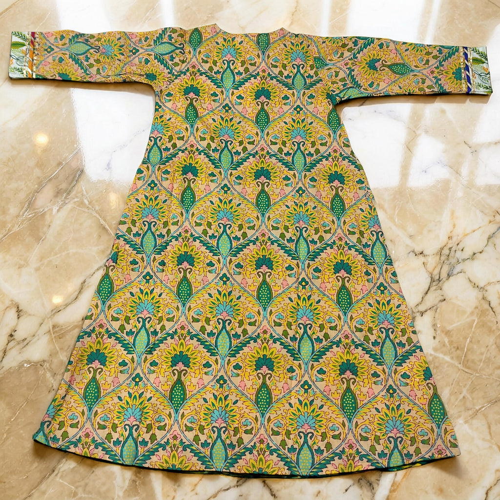 1-2 Year Lupiness Printed Cotton Girls Dress 24" Long Jalabiya 25176-1323 JP