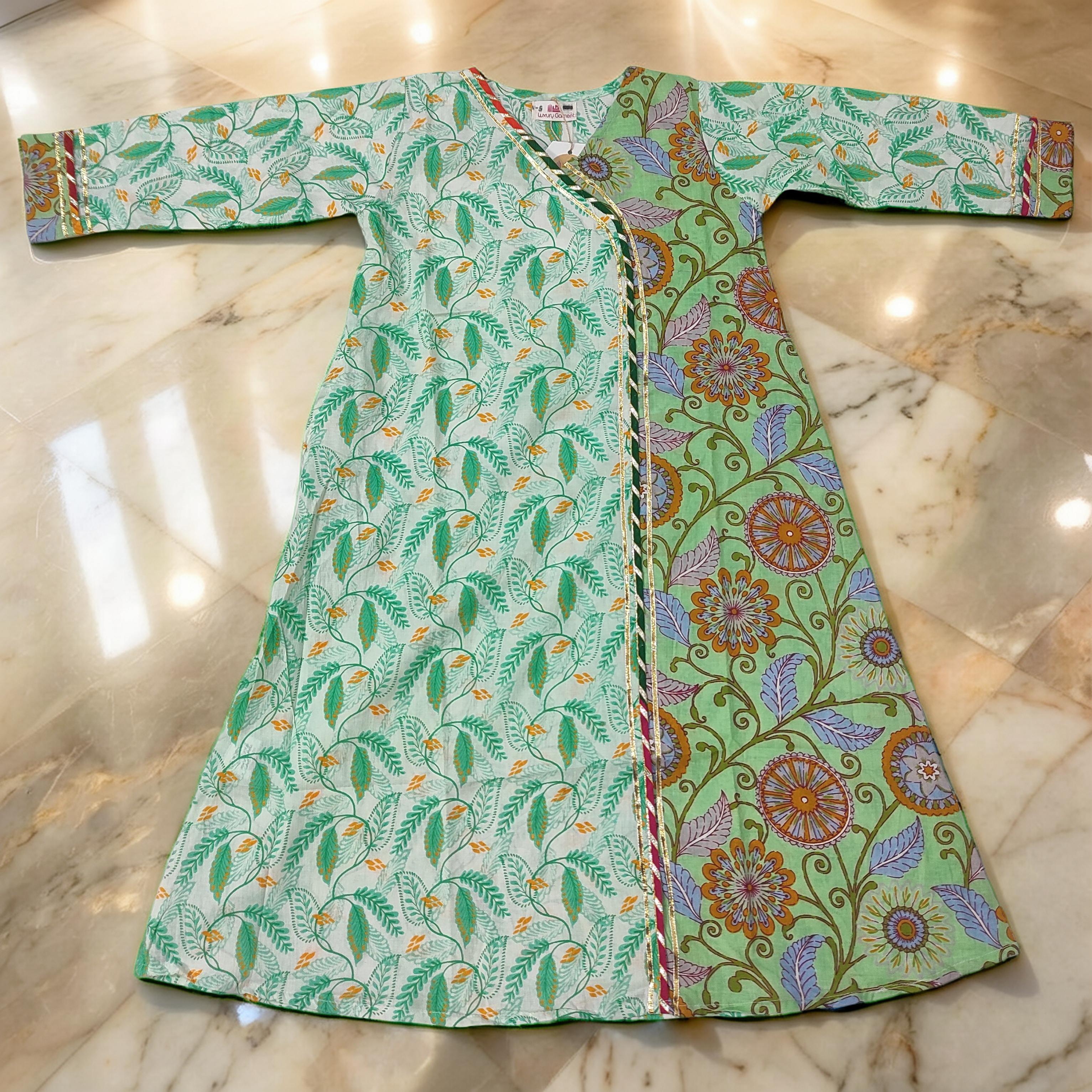 1-2 Year Lupiness Printed Cotton Girls Dress 24" Long Jalabiya 25177-1323 JP