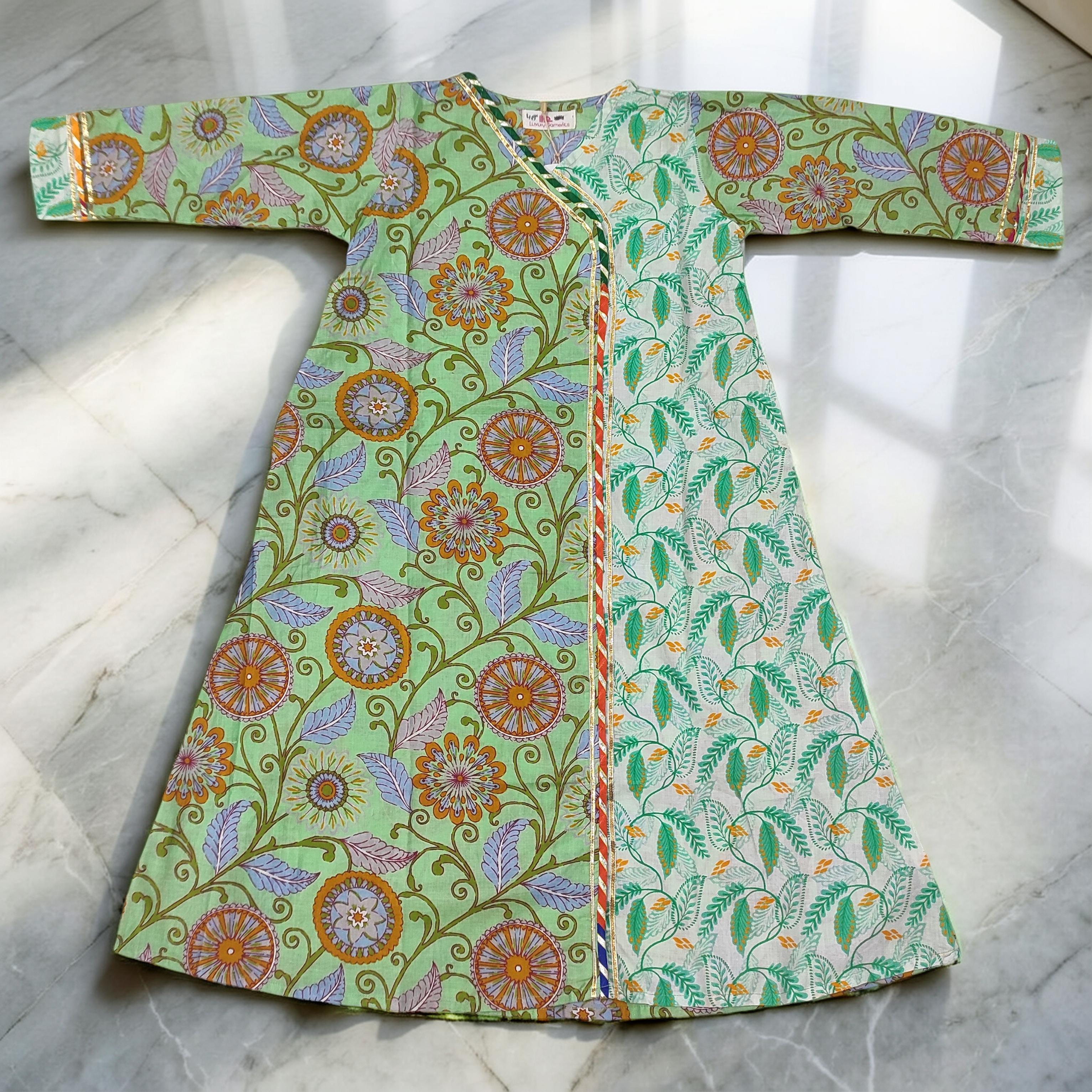 1-2 Year Lupiness Printed Cotton Girls Dress 24" Long Jalabiya 25178-1323 JP
