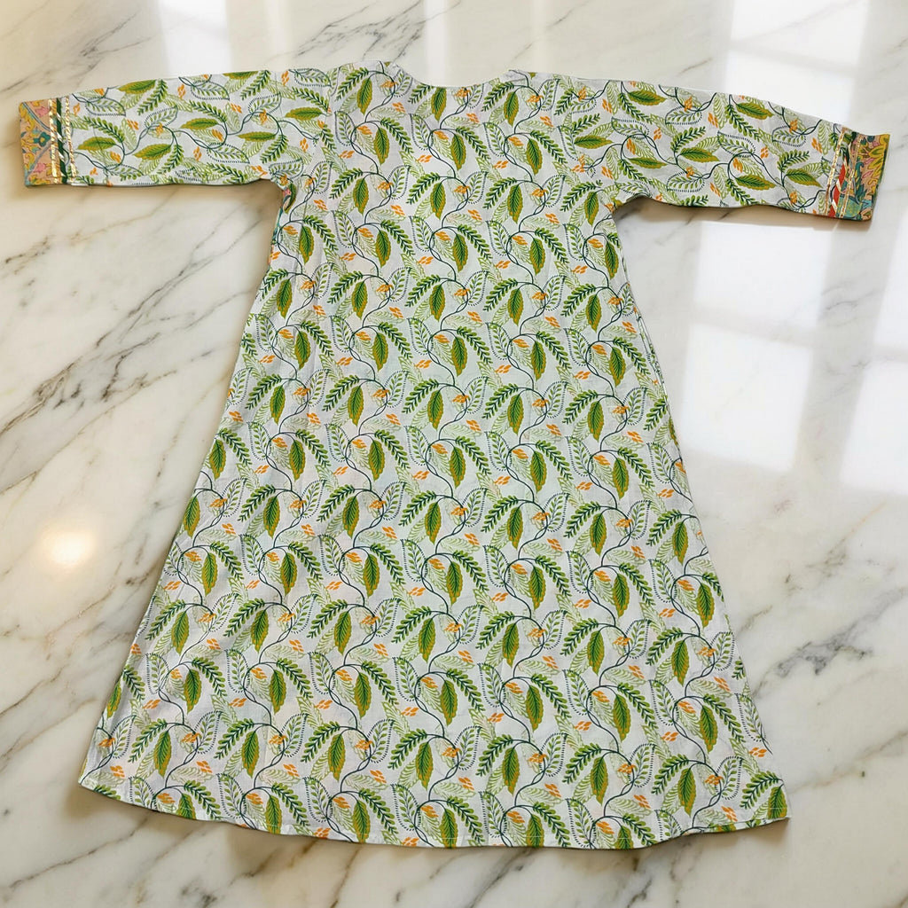 1-2 Year Lupiness Printed Cotton Girls Dress 24" Long Jalabiya 25179-1323 JP