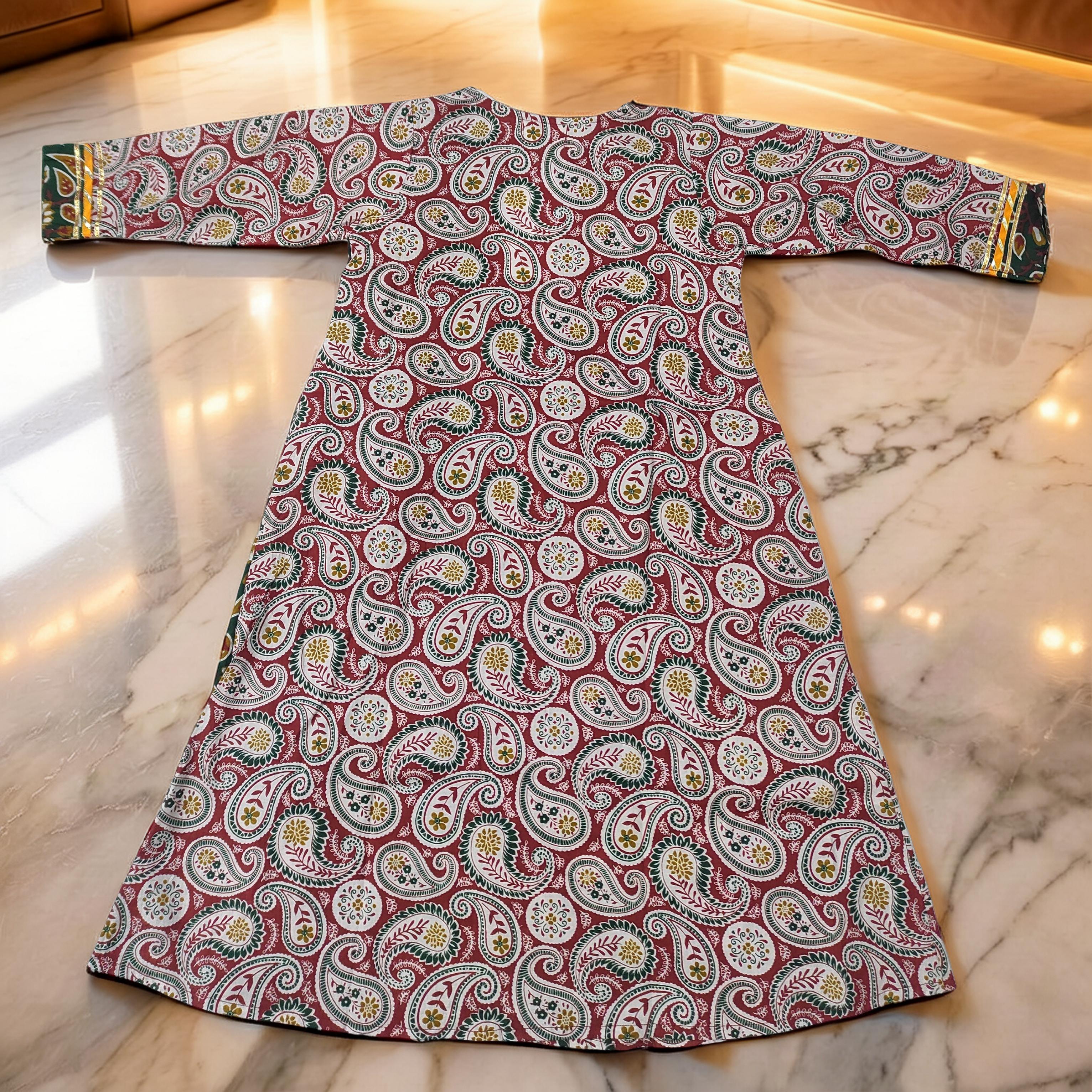 1-2 Year Lupiness Printed Cotton Girls Dress 24" Long Jalabiya 25180-1323 JP
