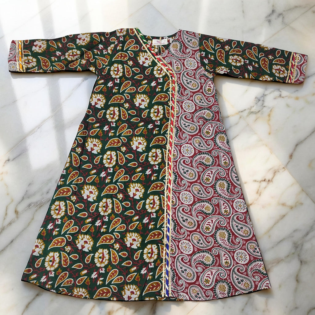 1-2 Year Lupiness Printed Cotton Girls Dress 24" Long Jalabiya 25181-1323 JP