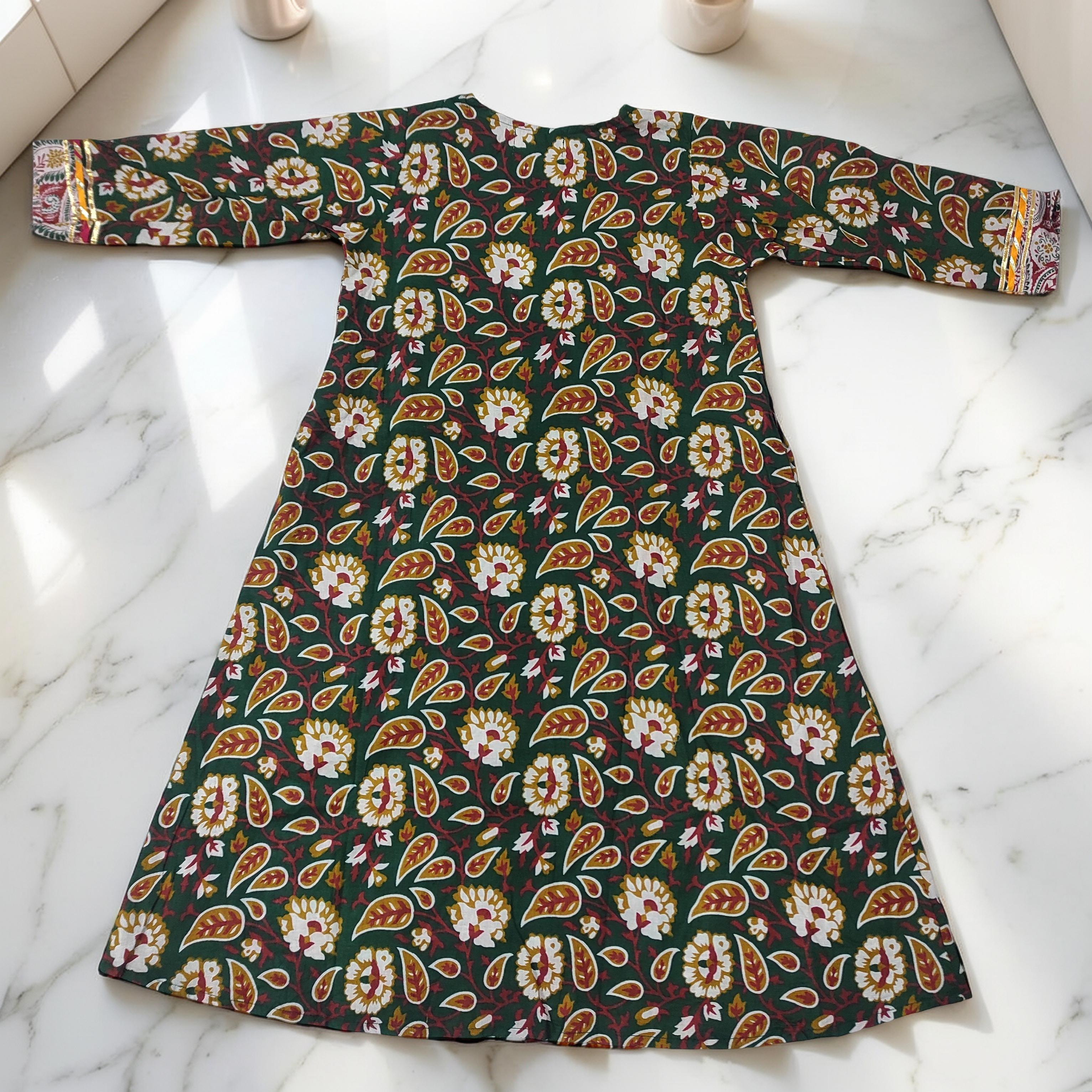 1-2 Year Lupiness Printed Cotton Girls Dress 24" Long Jalabiya 25181-1323 JP