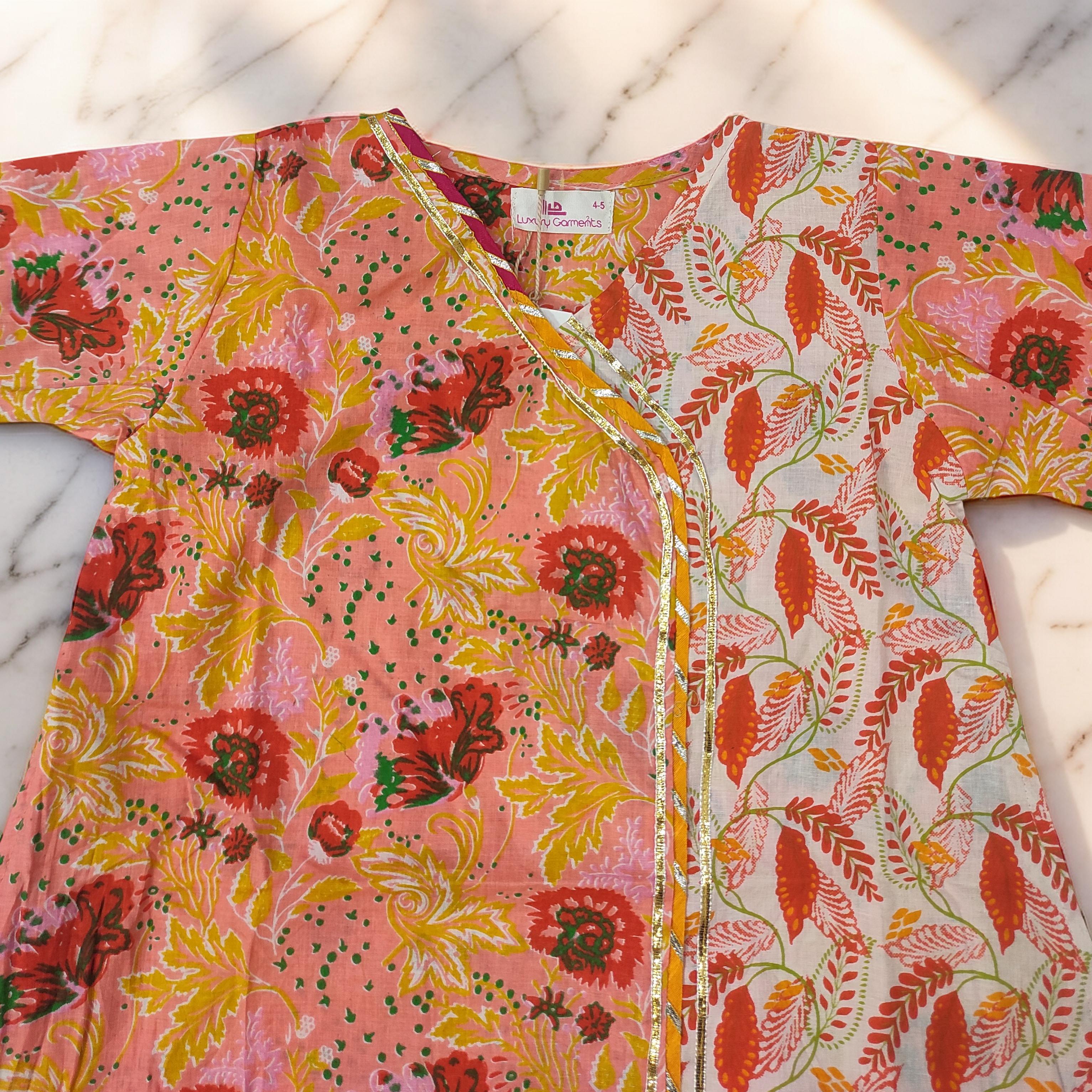 1-2 Year Lupiness Printed Cotton Girls Dress 24" Long Jalabiya 25183-1323 JP
