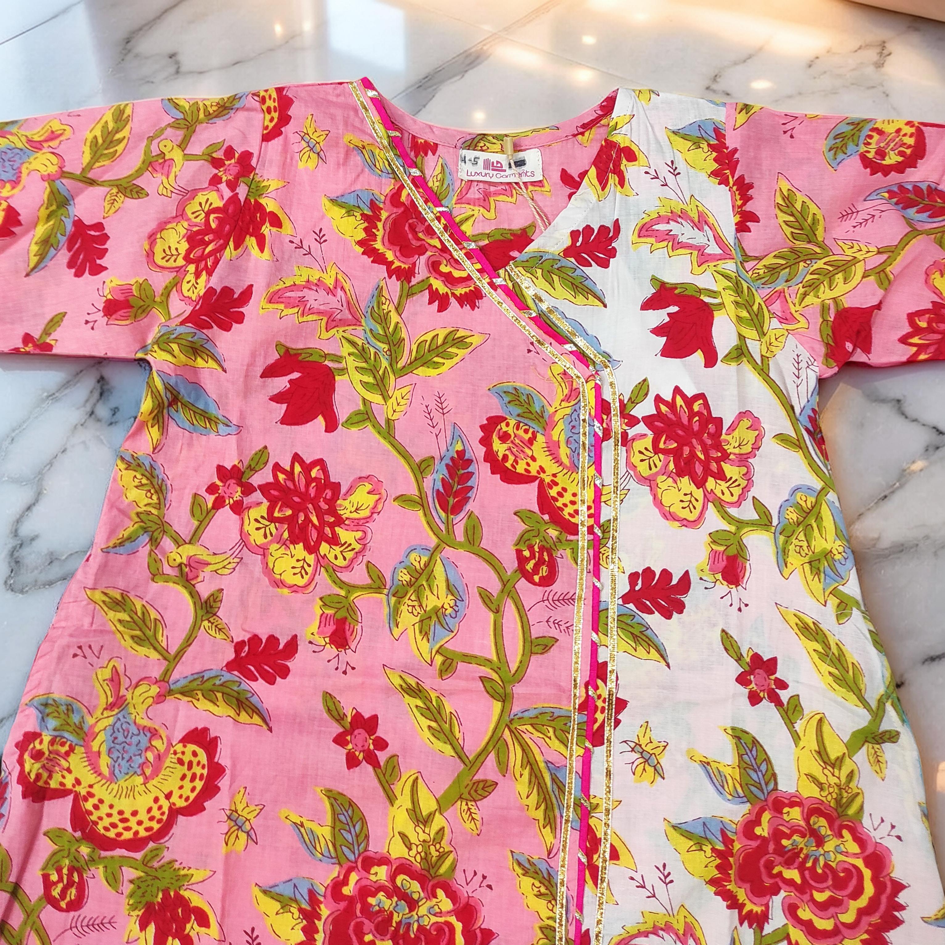 1-2 Year Lupiness Printed Cotton Girls Dress 24" Long Jalabiya 25184-1323 JP
