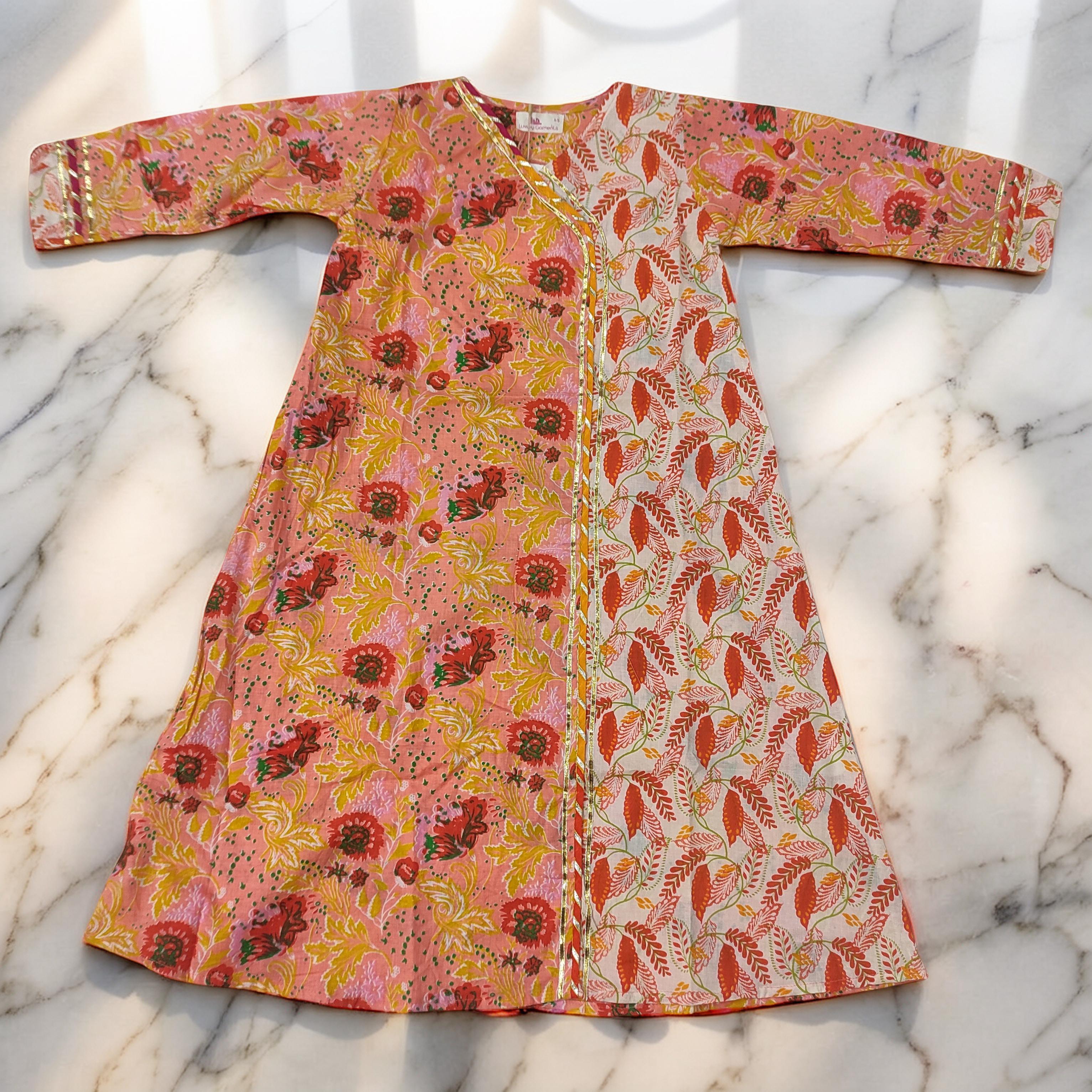 2-3 Year Lupiness Printed Cotton Girls Dress 30" Long Jalabiya 25185-1323 JP
