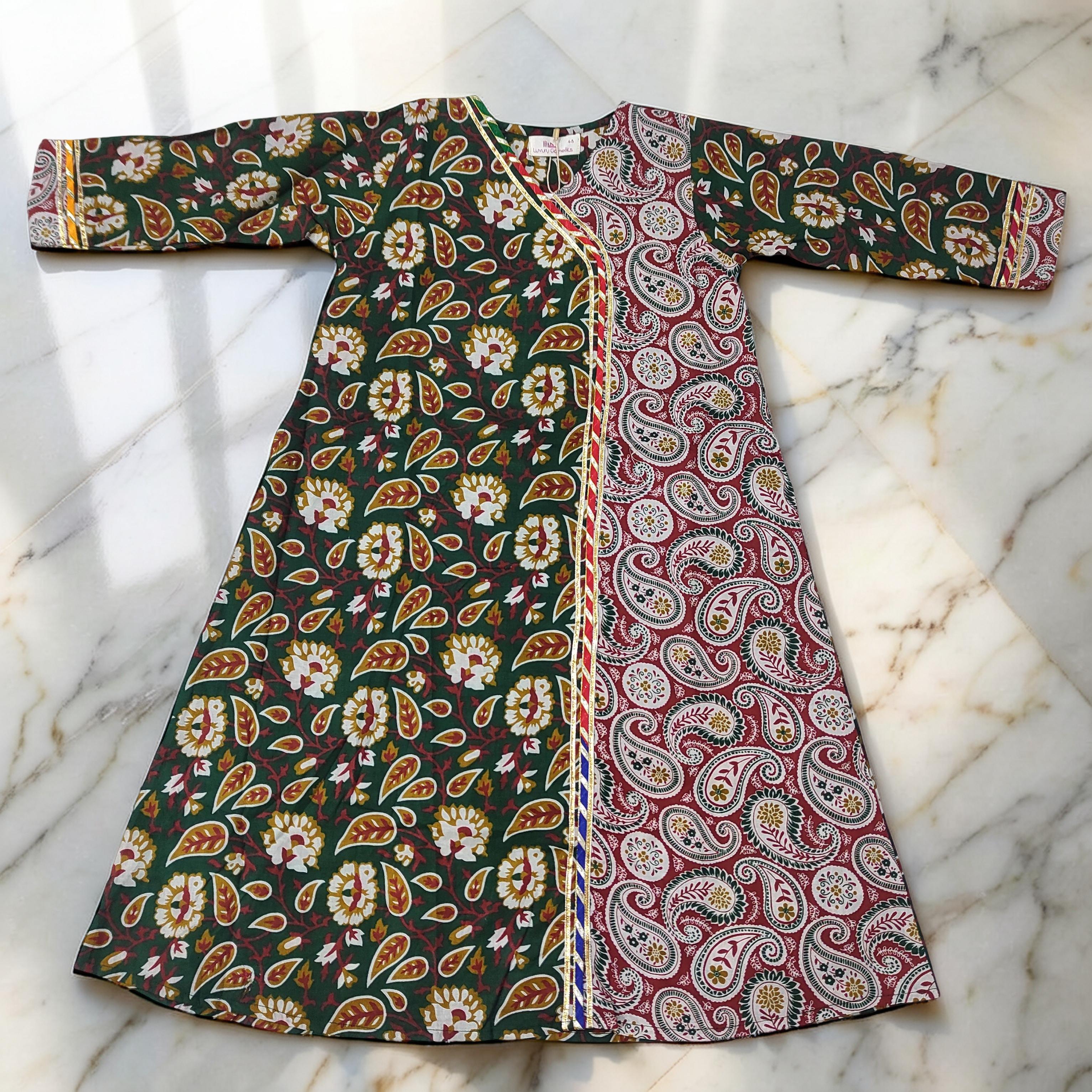 2-3 Year Lupiness Printed Cotton Girls Dress 30" Long Jalabiya 25186-1323 JP