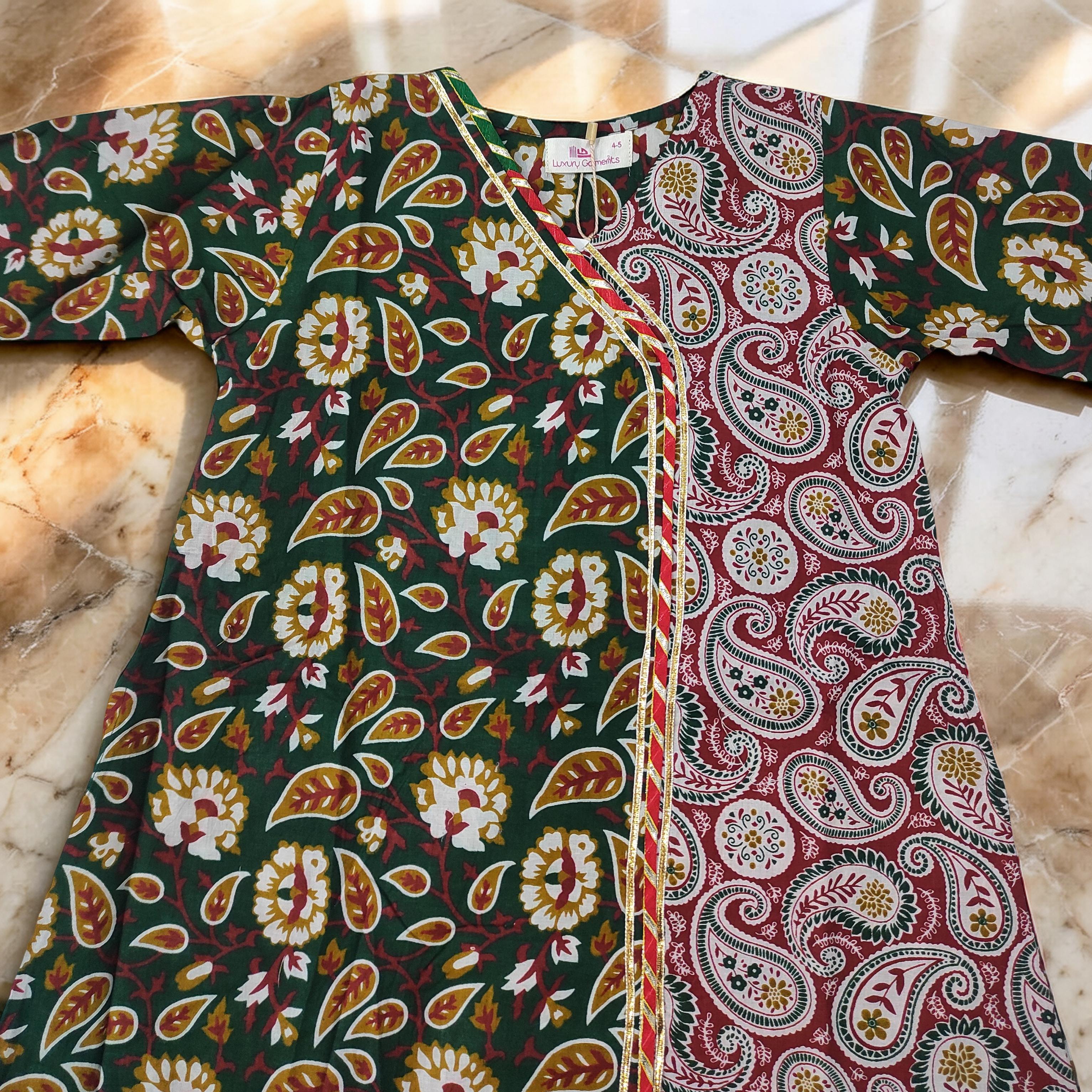 2-3 Year Lupiness Printed Cotton Girls Dress 30" Long Jalabiya 25186-1323 JP