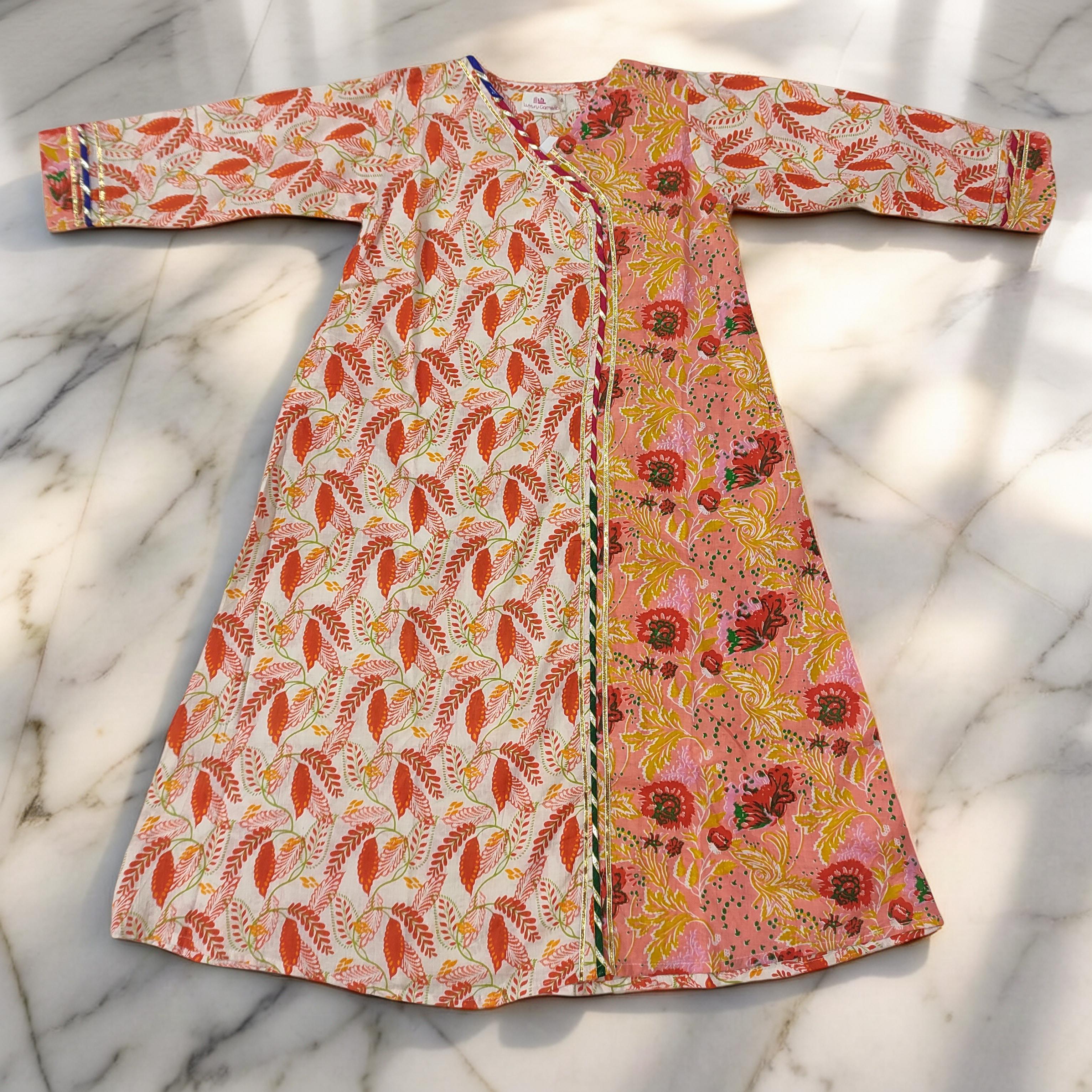 2-3 Year Lupiness Printed Cotton Girls Dress 30" Long Jalabiya 25188-1323 JP