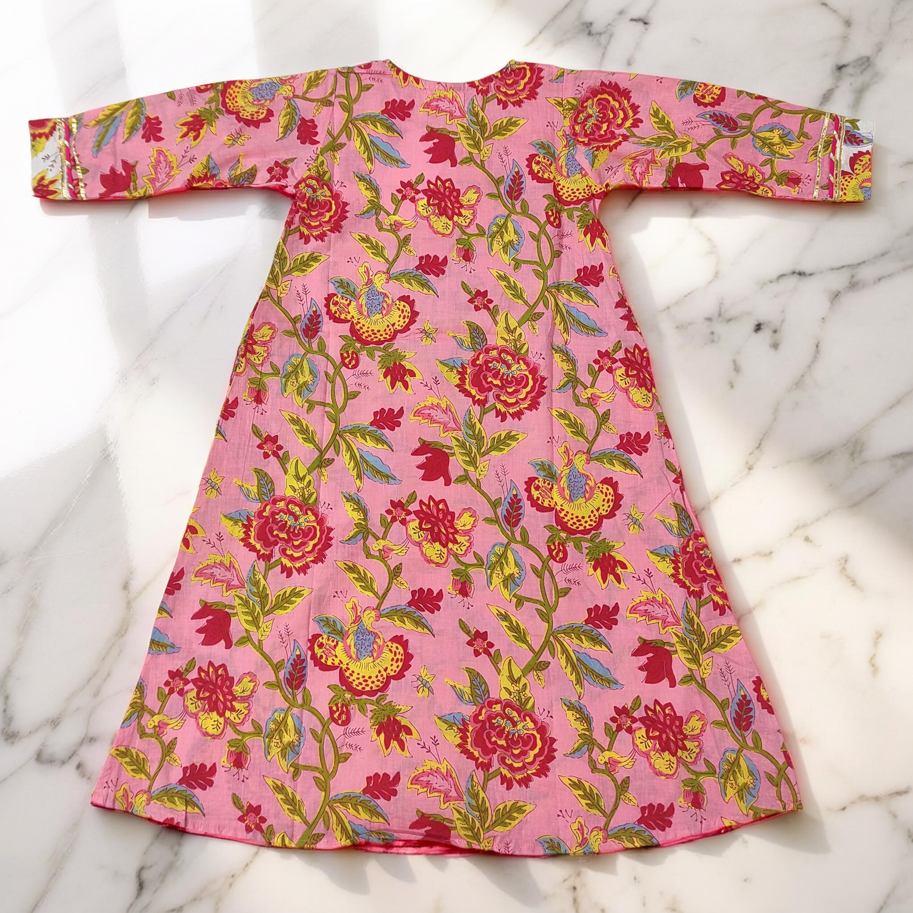 2-3 Year Lupiness Printed Cotton Girls Dress 30" Long Jalabiya 25192-1323 JP