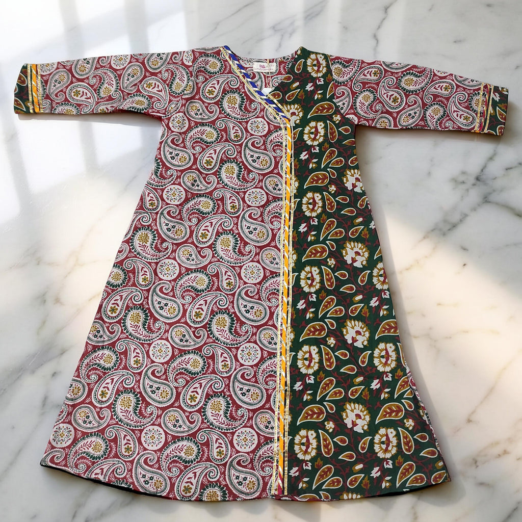2-3 Year Lupiness Printed Cotton Girls Dress 30" Long Jalabiya 25193-1323 JP