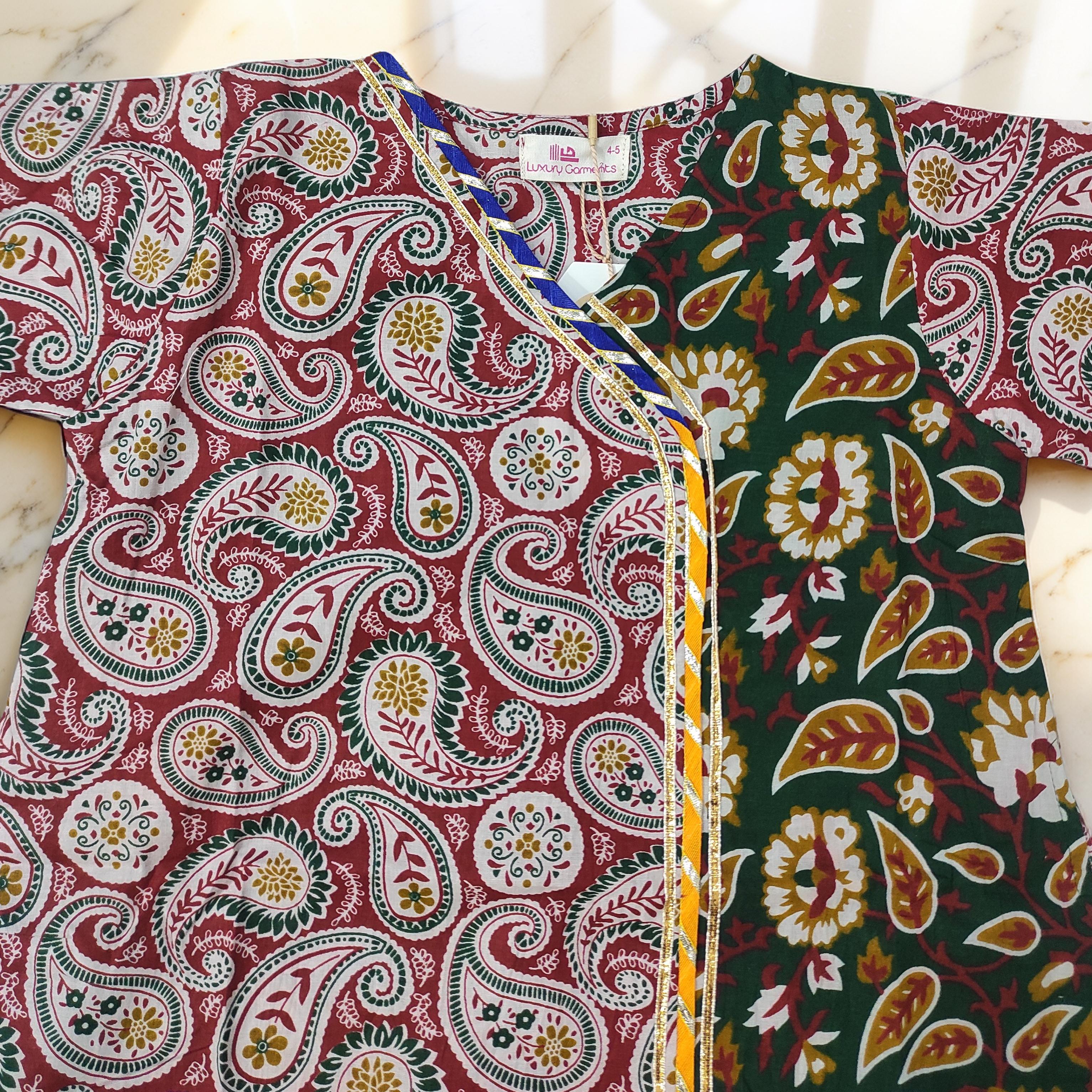 2-3 Year Lupiness Printed Cotton Girls Dress 30" Long Jalabiya 25193-1323 JP