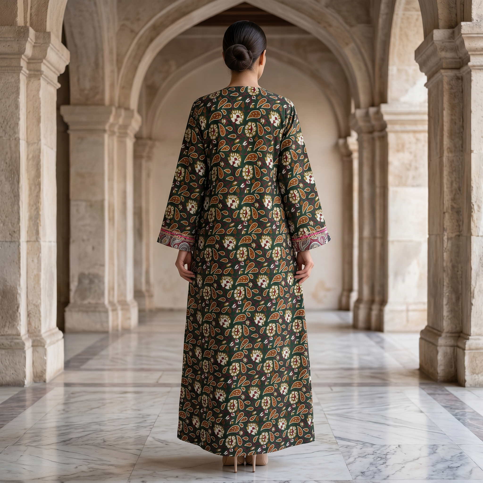 XS/S Lupines Printed Cotton Dress 54" Long Jalabiya 25251-1323 JP