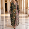 L/XL Lupines Printed Cotton Dress 57" Long Jalabiya 25271-1324 JP
