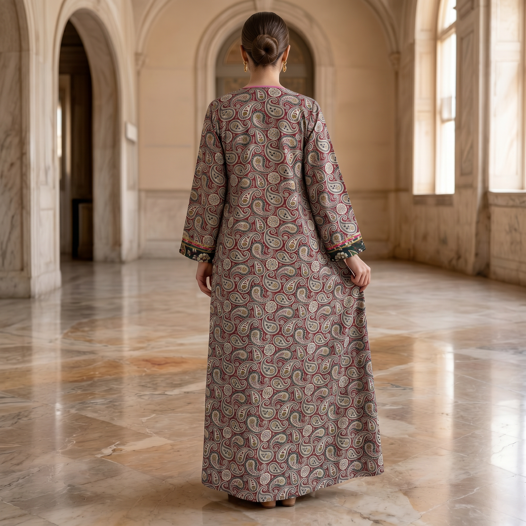 2XL/3XL Lupines Printed Cotton Dress 57" Long Jalabiya 25277-1324 JP