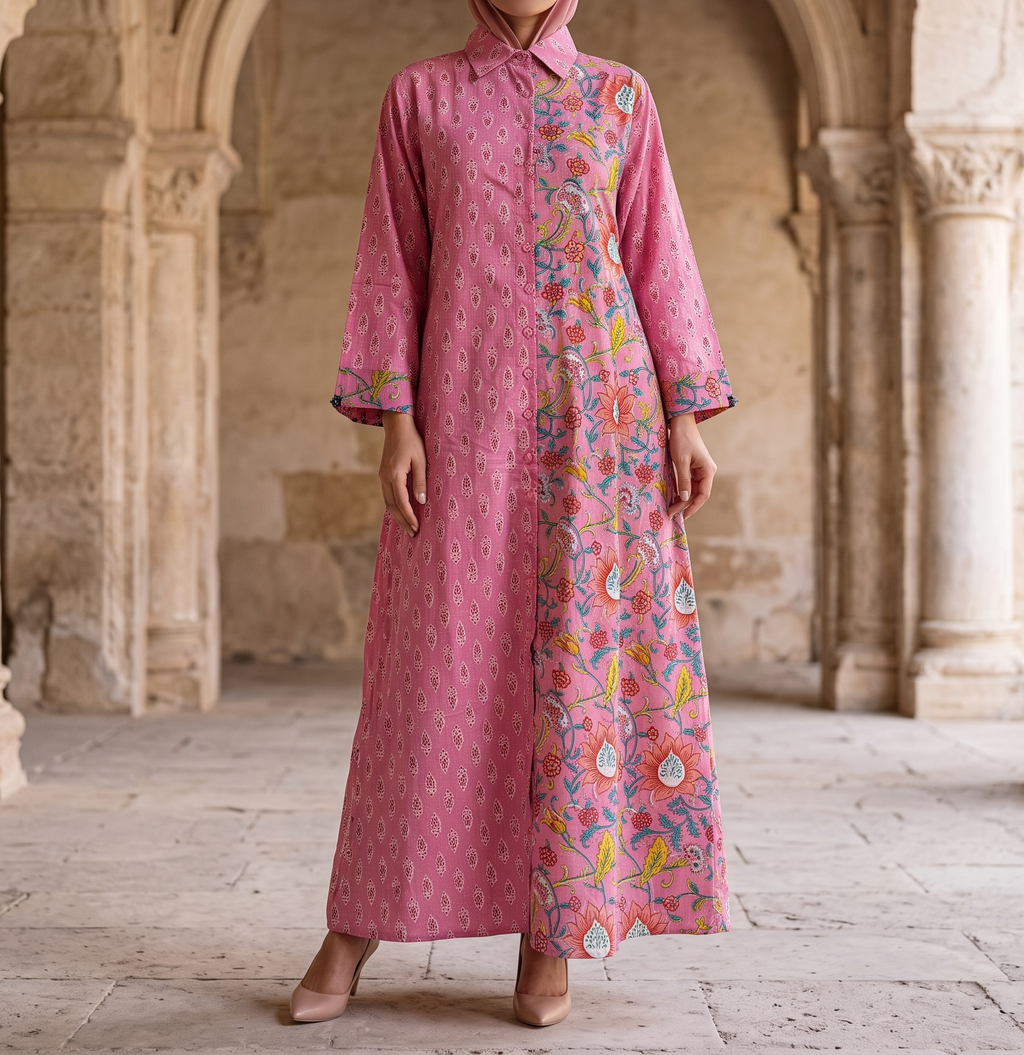 XS/S Singapore Printed Cotton Dress 54" Long Jalabiya 25286-1325 JP