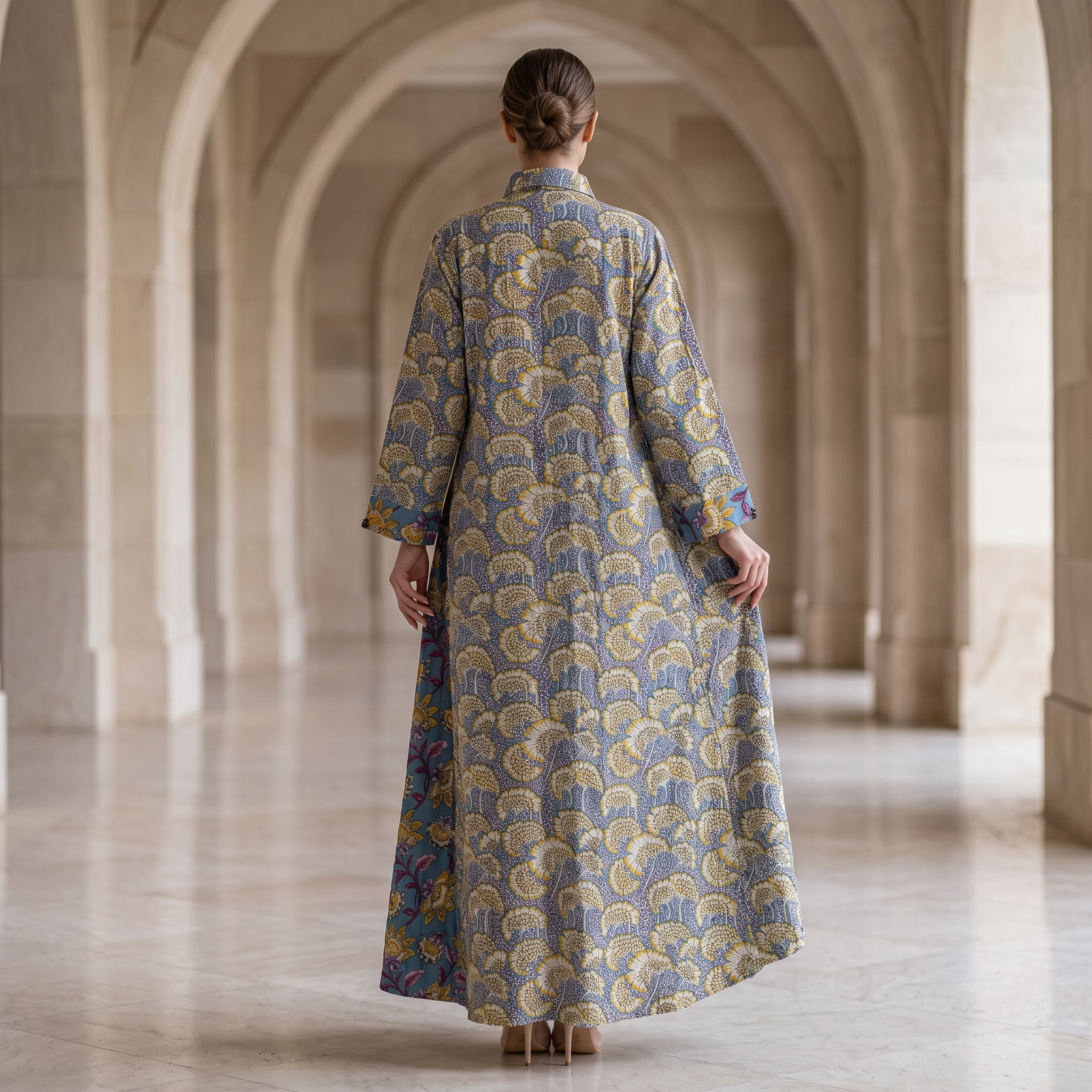 XS/S Singapore Printed Cotton Dress 54" Long Jalabiya 25287-1325 JP