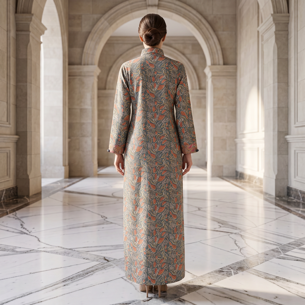 XS/S Singapore Printed Cotton Dress 54" Long Jalabiya 25290-1325 JP