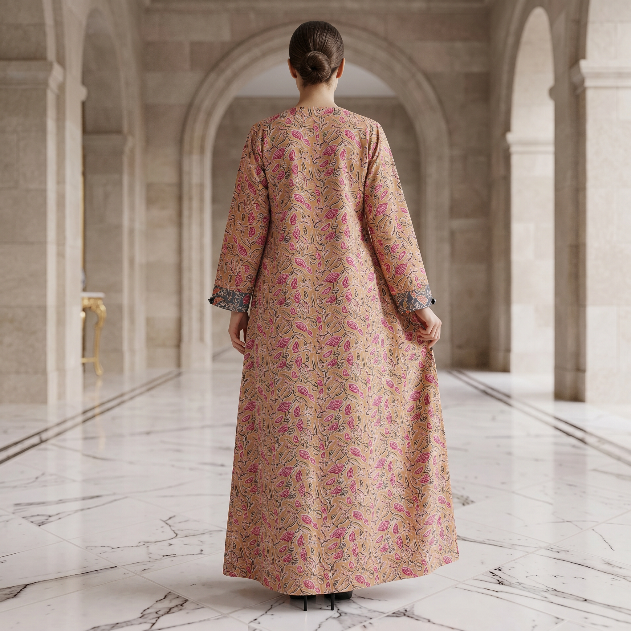 XS/S Singapore Printed Cotton Dress 54" Long Jalabiya 25292-1325 JP