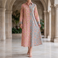 S/M Singapore  Printed Cotton Dress 57" Long Jalabiya 25299-1325 JP