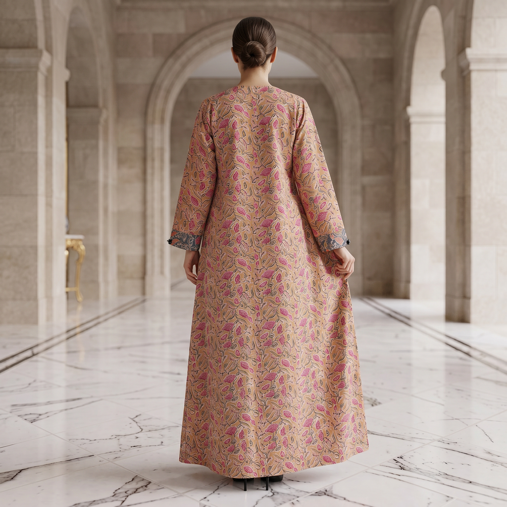 S/M Singapore  Printed Cotton Dress 57" Long Jalabiya 25299-1325 JP