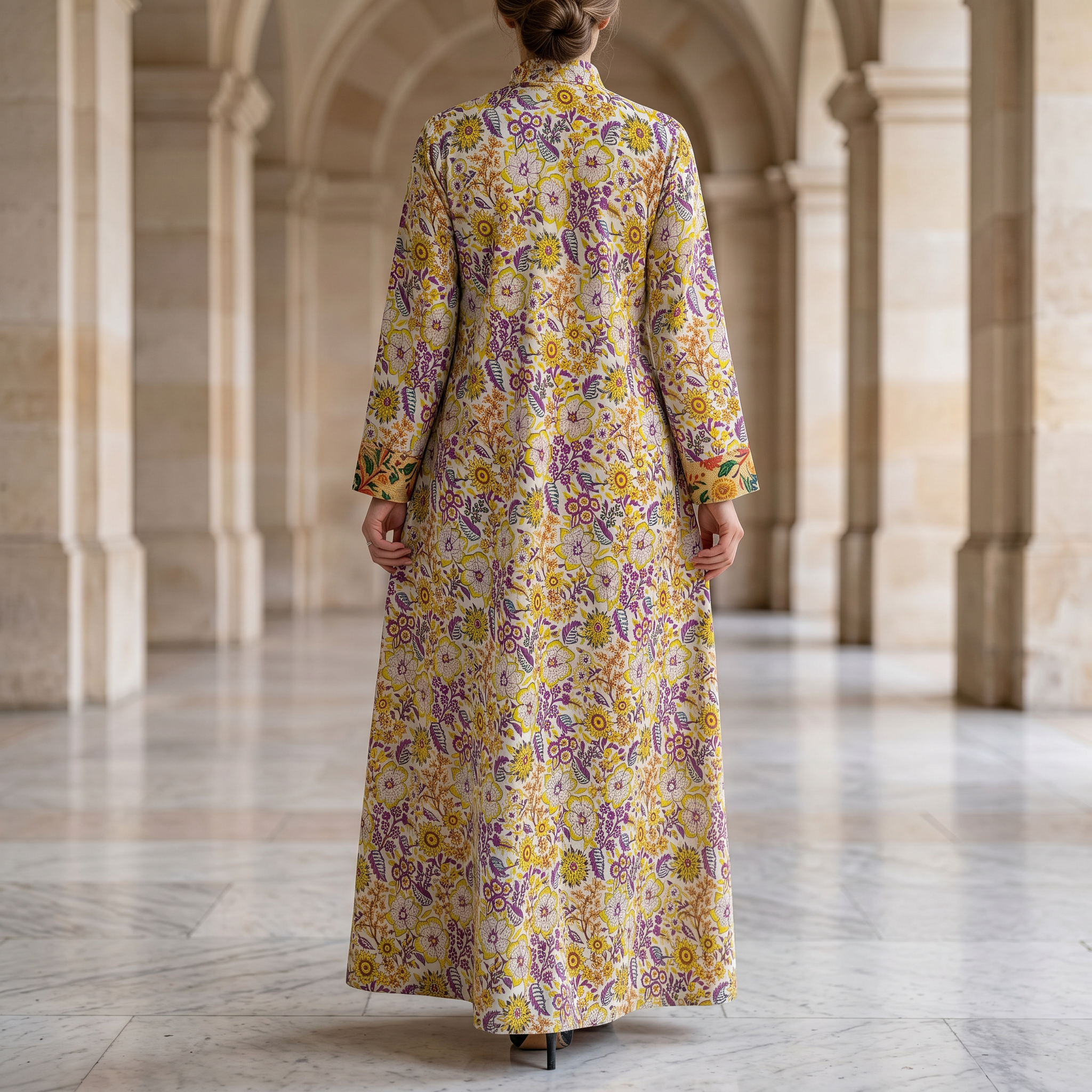 S/M Singapore  Printed Cotton Dress 57" Long Jalabiya 25302-1325 JP