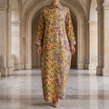 S/M Singapore  Printed Cotton Dress 57" Long Jalabiya 25304-1325 JP