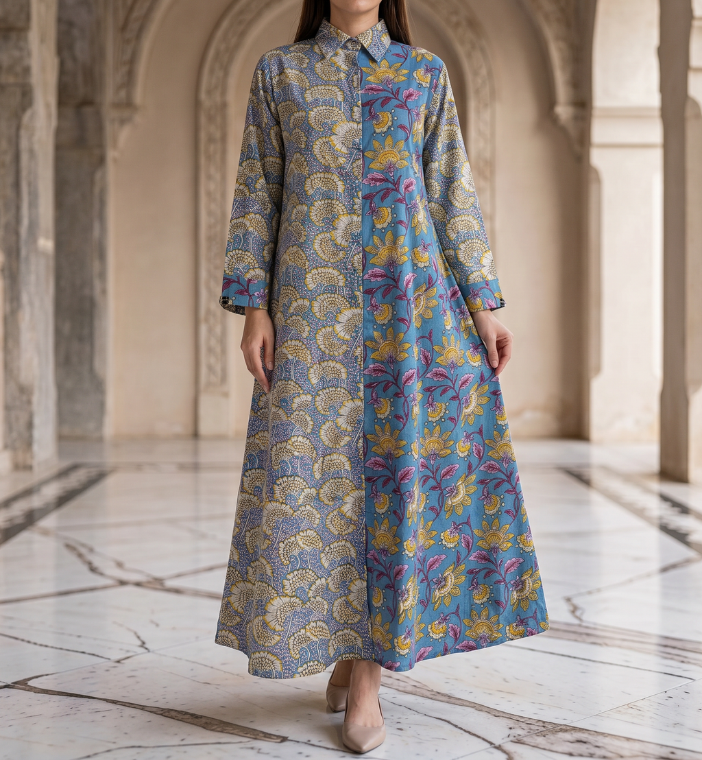 L/XL Singapore Printed Cotton Dress 57" Long Jalabiya 25305-1325 JP