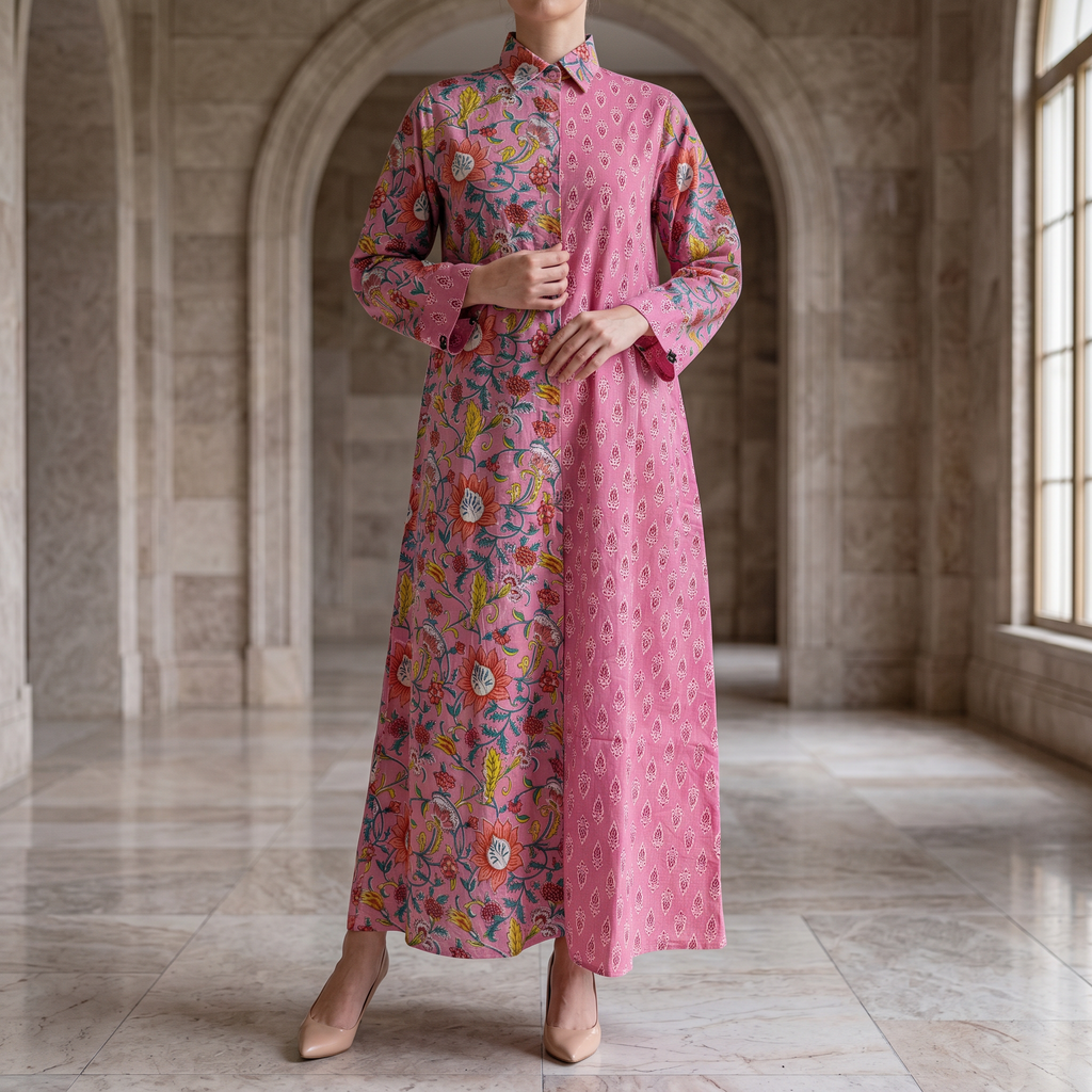 L/XL Singapore Printed Cotton Dress 57" Long Jalabiya 25306-1325 JP