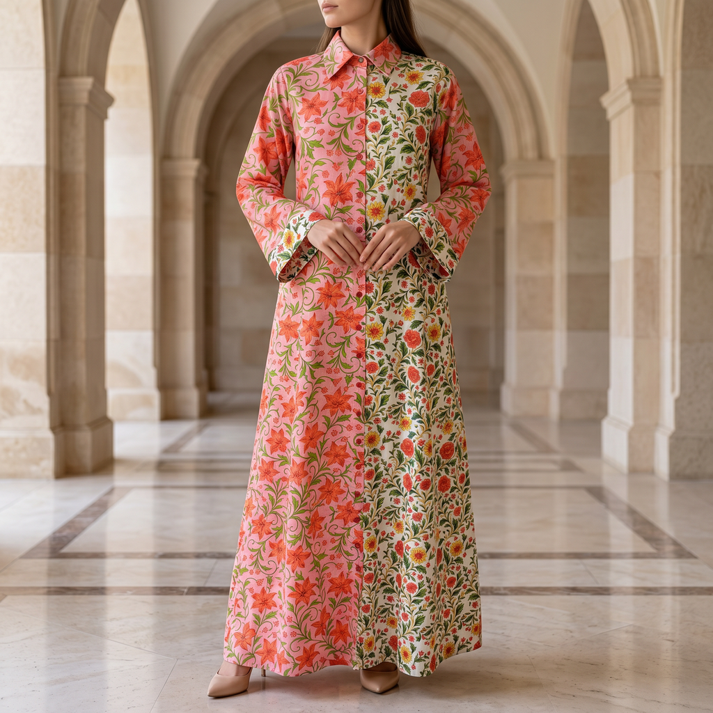 L/XL Singapore Printed Cotton Dress 57" Long Jalabiya 25307-1325 JP